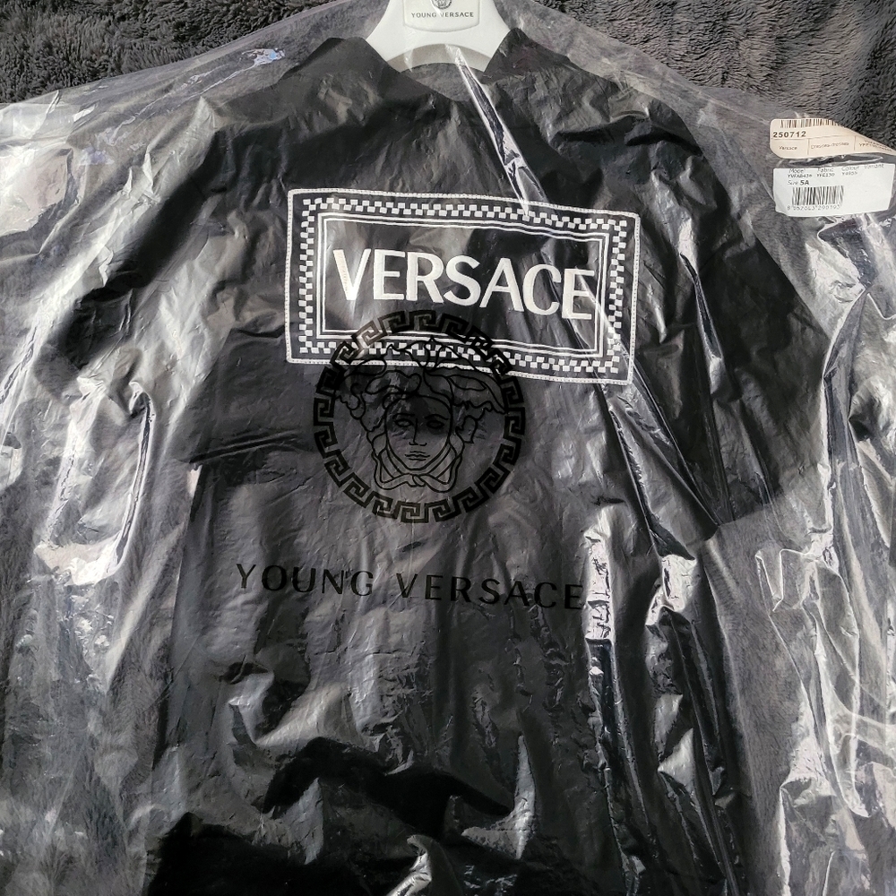 Black Versace Logo Hooded Sweat Dress